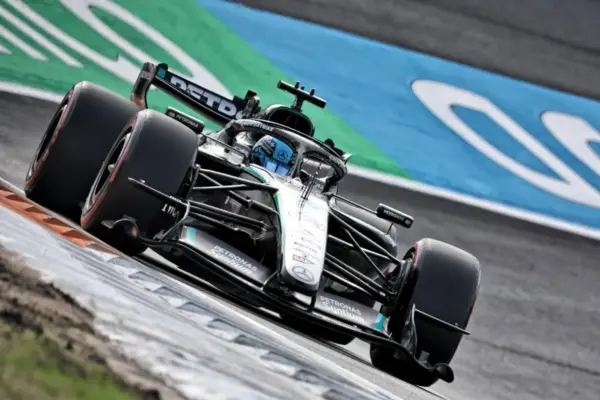 George Russell wins the Sprint at Zandvoort, Charles Leclerc second